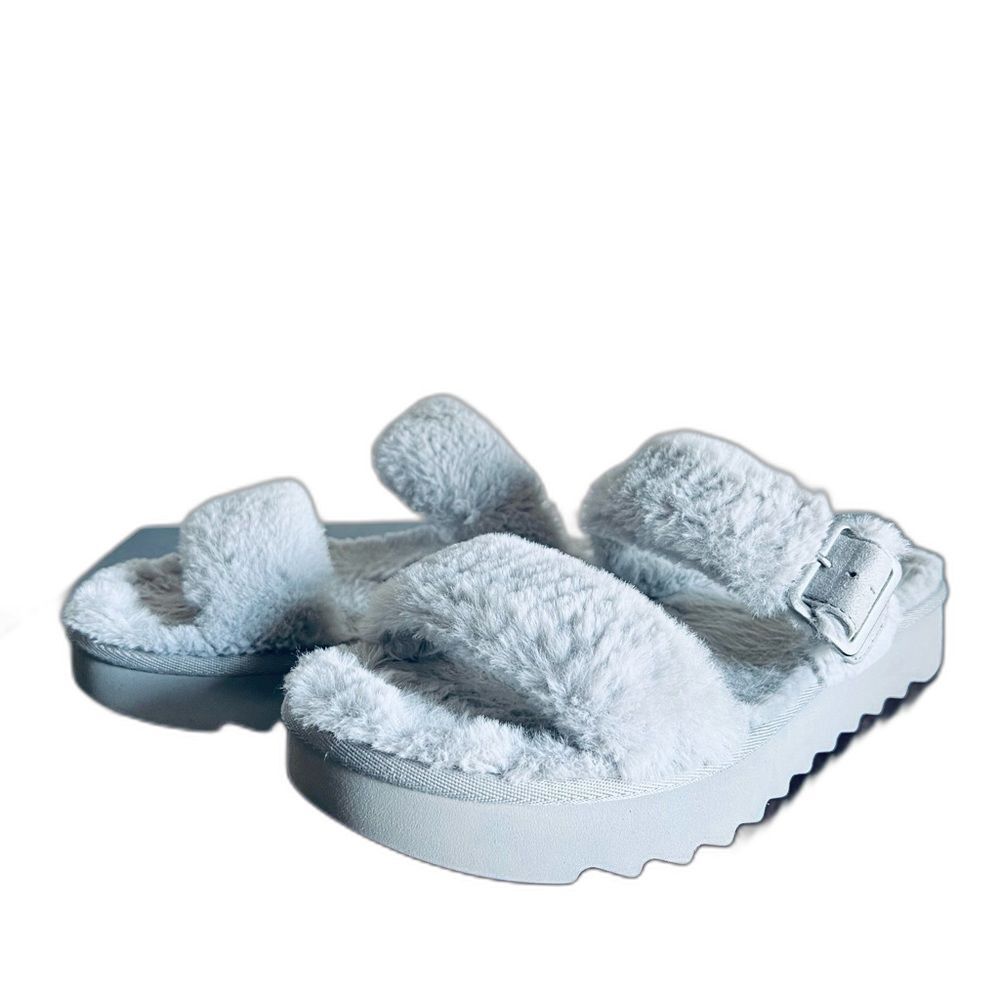 Koolaburra UGG Buckle Slide Sandals Furr-ah Amphora size 9 Light Blue Grey - Picture 5 of 11